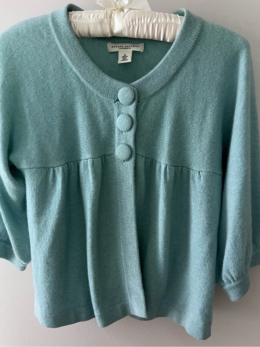 Banana Republic Blue Cashmere Cropped Sweater